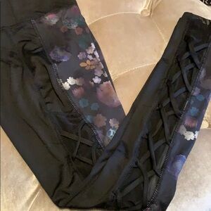 Jessica Simpson floral, black, mesh laced leggings